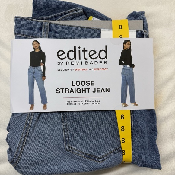 Edikted Denim - Edited Remi Bader Jeans Womens 8 Loose Straight Leg High Rise Stretch‎ Comfort